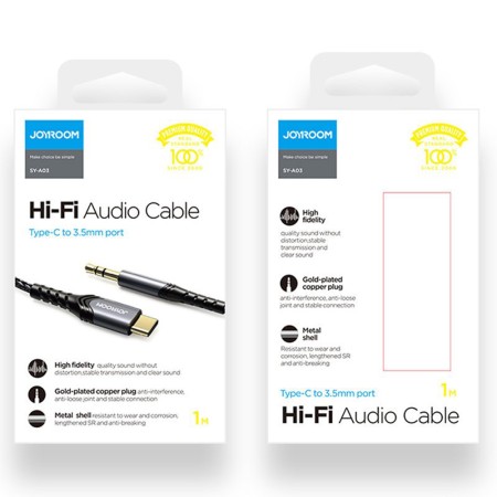 Cablu Audio Jack la Type-C, 1m - JoyRoom (SY-A03) - Black