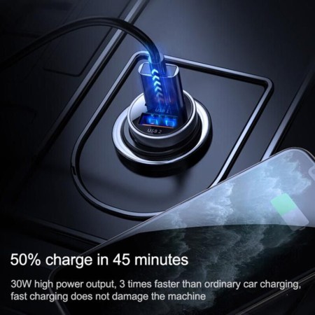 Incarcator Auto Dual USB, Fast Charging, QC3.0, 30W - JoyRoom (C-A09) - Black