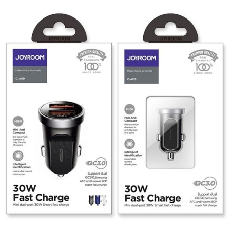 Incarcator Auto Dual USB, Fast Charging, QC3.0, 30W - JoyRoom (C-A09) - Black