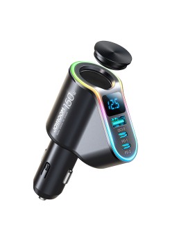 Incarcator Auto USB, 2x Type-C, Bricheta, Lumini LED, 150W - JoyRoom (JR-CL21) - Black
