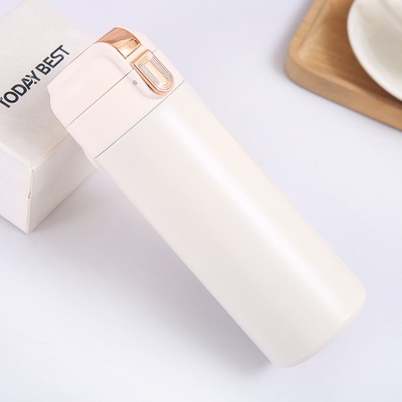 Termos din Otel Inoxidabil cu Indicator de Temperatura, 400ml - Techsuit (THM1) - White