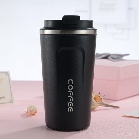 Termos din Otel Inoxidabil Tip Cana, 380ml - Techsuit - Black