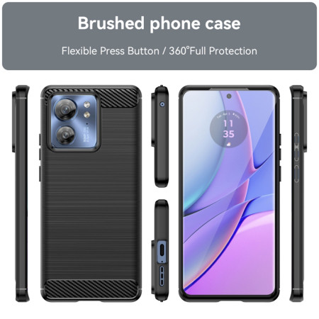 Husa Carbon compatibila Motorola Edge 40 / Edge 2023, Tech Protect Anti-Soc, Negru