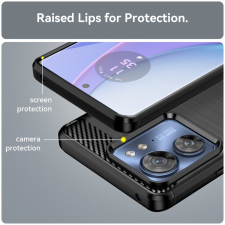 Husa Carbon compatibila Motorola Edge 40 / Edge 2023, Tech Protect Anti-Soc, Negru