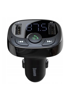 Incarcator Auto cu Modulator FM 2xUSB, 3.4A - Baseus T Typed S-09A (CCMT000001) - Black