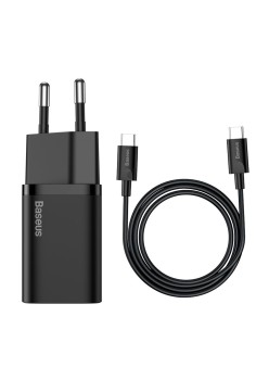 Incarcator Priza Type-C PD25W + Cablu Type-C - Baseus Super Si (TZCCSUP-L01) - Black