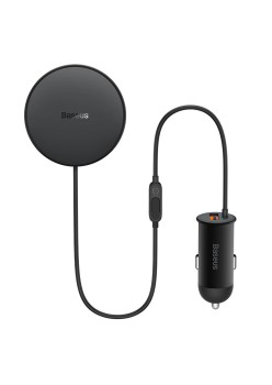 Incarcator pentru Masina 25W + Suport cu Incarcare Wireless 15W - Baseus (SUCX040001) - Black