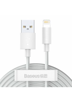 Cablu de Date USB la Lightning, Fast Charging 2.4A, 480Mbps, 1.5m (set 2) - Baseus (TZCALZJ-02) - White