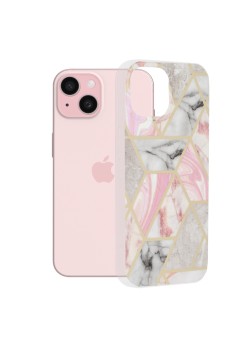 Husa pentru iPhone 15 - Techsuit Marble Series - Pink Hex