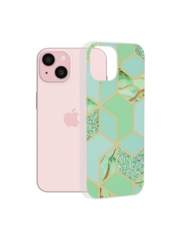 Husa pentru iPhone 15 - Techsuit Marble Series - Green Hex