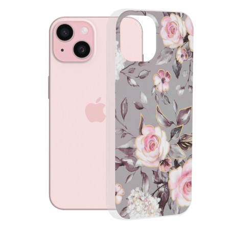 Husa pentru iPhone 15 - Techsuit Marble Series - Bloom of Ruth Gray