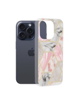 Husa pentru iPhone 15 Pro - Techsuit Marble Series - Pink Hex