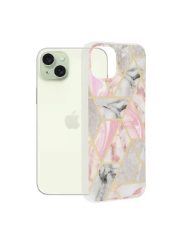Husa pentru iPhone 15 Plus - Techsuit Marble Series - Pink Hex