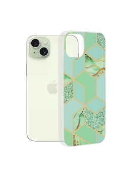 Husa pentru iPhone 15 Plus - Techsuit Marble Series - Green Hex
