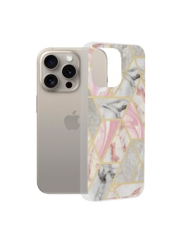 Husa pentru iPhone 15 Pro Max - Techsuit Marble Series - Pink Hex