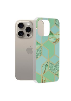 Husa pentru iPhone 15 Pro Max - Techsuit Marble Series - Green Hex