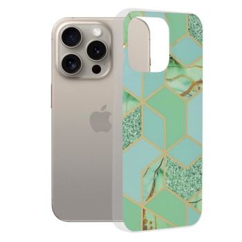 Husa pentru iPhone 15 Pro Max - Techsuit Marble Series - Green Hex