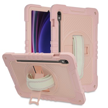 Husa pentru Samsung Galaxy Tab S9 Plus - Techsuit StripeShell 360 - Pink