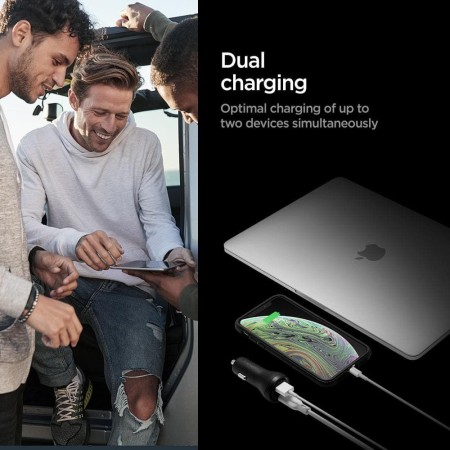 Incarcator Auto USB, Type-C, 27W - Spigen (F31QC) - Black
