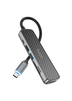 Hoco - Docking Station Easy Display (HB24) - Type-C to Type-C, 2x USB, HDMI, SD Card, TF Card - Metal Gray