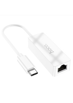 Adaptor Type-C la RJ45, 100Mbps, 15cm - Hoco Acquire (UA22) - White