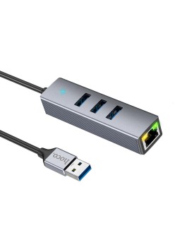 Hoco - Docking Station Easy Link (HB34) - USB to USB3.0, Ethernet, 1000Mbps - Metal Gray