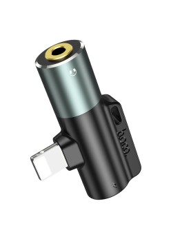 Adaptor Lightning la Jack 3.5mm, Lightning, 2A - Hoco (LS32) - Metal Gray