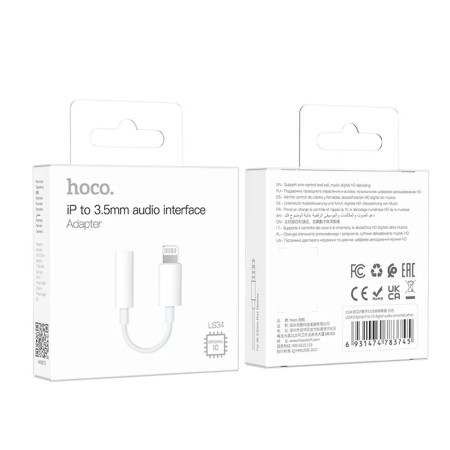 Adaptor Lightning la Jack 3.5mm - Hoco (LS34) - White