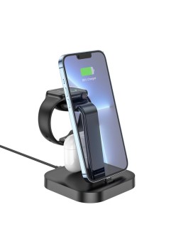 Statie de incarcare pentru iPhone, Apple Watch, AirPods - Hoco Graceful (CW43) - Black