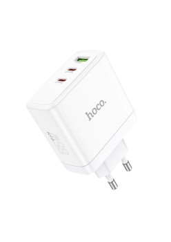 Incarcator pentru Priza GaN, Fast Charging, USB, 2x Type-C, 65W - Hoco Glory (N30) - White