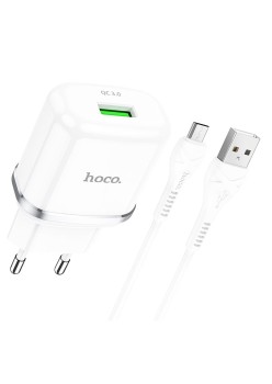Incarcator Priza USB-A, 18W, 3A + Cablu Micro-USB 1m - Hoco Special (N3) - White