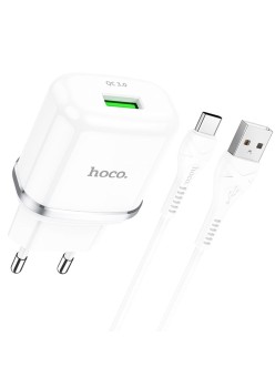 Incarcator priza USB-A, 18W, 3A + Cablu Type-C 1m - Hoco Special (N3) - White