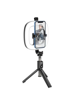 Selfie Stick cu Inel Luminos - Hoco Showfull (LV03 Plus) - Black