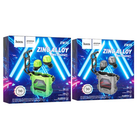 Casti Gaming Bluetooth TWS cu Microfon - Hoco (EW33) - Fluorescent Green
