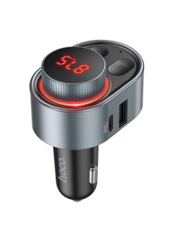 Incarcator Auto cu Modulator FM Fast Charging PD30W - Hoco (E72) - Metal Gray