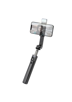 Selfie Stick cu Interfata Surub 1/4 cu Telecomanda si Lumini LED, 80cm - Black