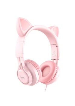 Casti cu Fir, Urechi de Pisica - Hoco Cat Ears (W36) - Pink