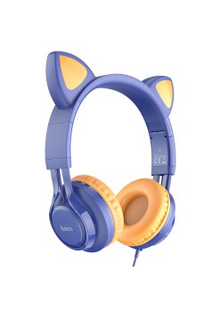 Casti cu Fir, Urechi de Pisica - Hoco Cat Ears (W36) - Midnight Blue