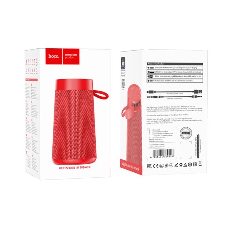 Boxa Wireless BT 5.0 FM, Card TF, Disk U, AUX, TWS, 5W, 1200mAh - Hoco Sports (HC13) - Red