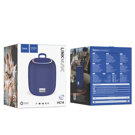 Boxa Wireless BT 5.2, FM, Card TF, USB, AUX, TWS, Lumini RGB - Hoco (HC14) - Deep Sea Blue