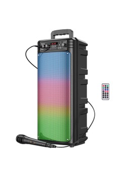 Boxa Portabila Bluetooth 5.0, TWS, FM, USB, TF Card, AUX, cu Microfon si Lumini RGB - Hoco (BS52) - Black