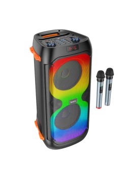 Boxa Wireless BT V5.1, Card TF, USB, AUX, FM, 40W, 3600mAh, cu 2 Microfoane si Lumini RGB - Hoco Manhattan (BS53) - Black