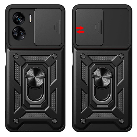Husa telefon compatibila Honor 90 Lite, Slide & Snap Premium, Magnetic Ring Holder, Negru