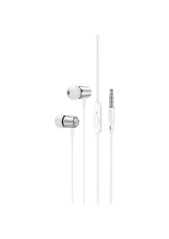 Casti Audio cu Fir Jack 3.5mm cu Microfon, 1.2m - Hoco (M108) - White