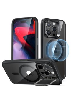 Husa pentru iPhone 15 Pro - ESR Classic Hybrid HaloLock Kickstand - Clear Black