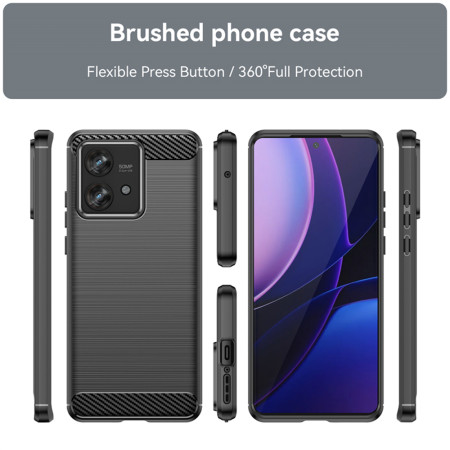 Husa Carbon compatibila Motorola Edge 40 Neo Tech Protects, Negru