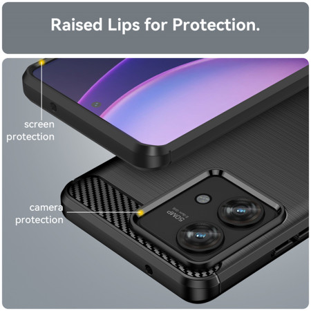 Husa Carbon compatibila Motorola Edge 40 Neo Tech Protects, Negru