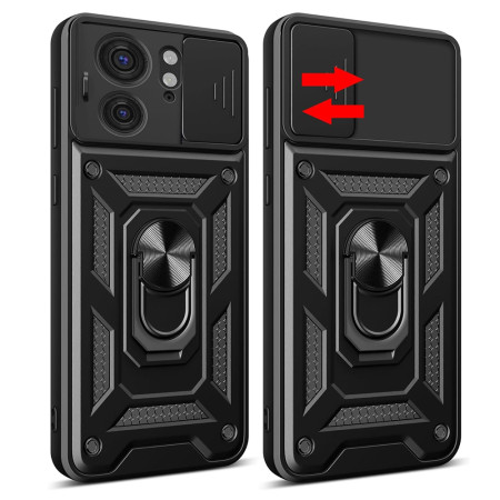 Husa telefon compatibila Motorola Edge 40 / Edge 2023, Slide & Snap Premium, Magnetic Ring Holder, PopGrip, Anti-Shock, Negru
