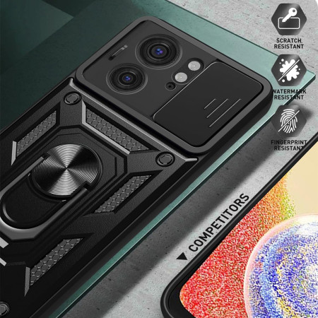 Husa telefon compatibila Motorola Edge 40 / Edge 2023, Slide & Snap Premium, Magnetic Ring Holder, PopGrip, Anti-Shock, Negru