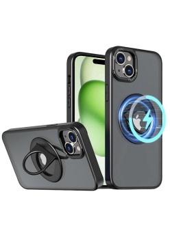 Husa pentru iPhone 15 - Techsuit MagSafe Ghost Holder Series - Matte Black